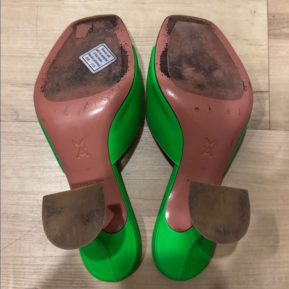Amina Muaddi Neon Green Heels - Picture 11 of 11